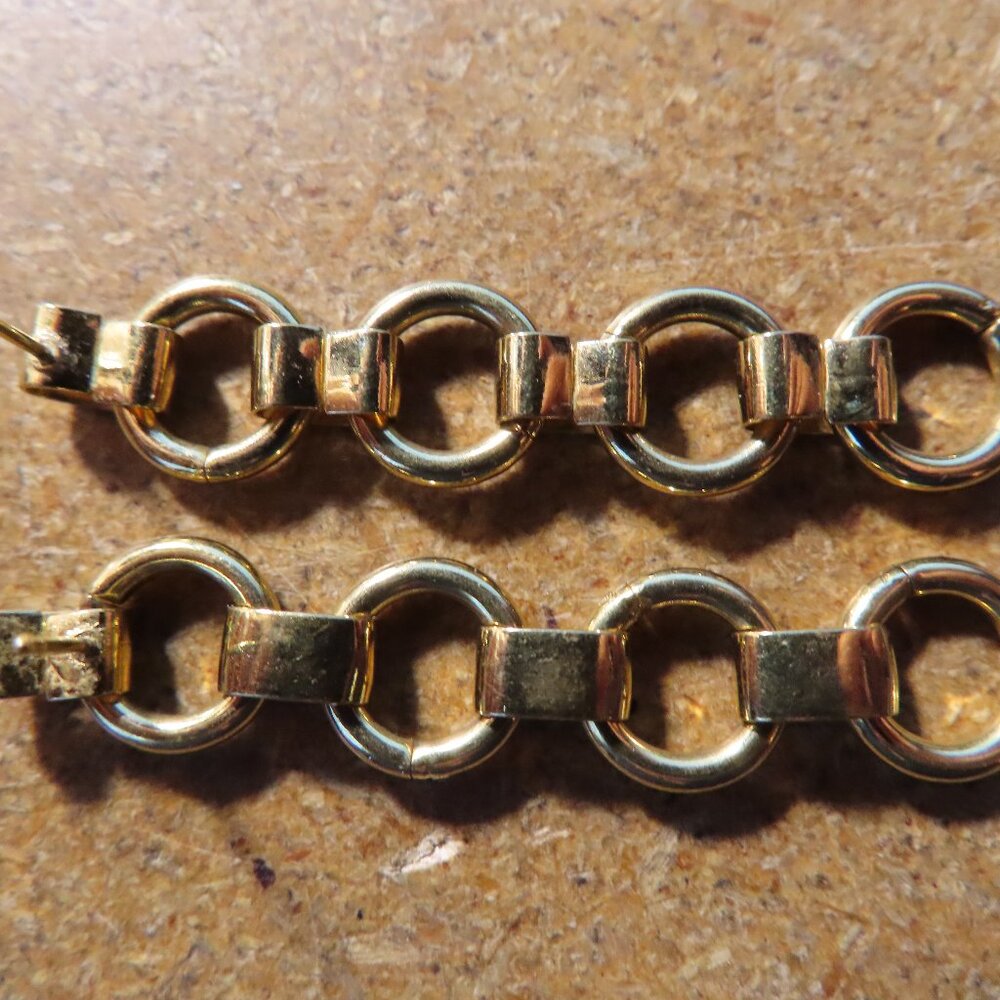 Gold Circle Chain Link Dangle Matching Earring Pair w/Stud Posts (No Backings)